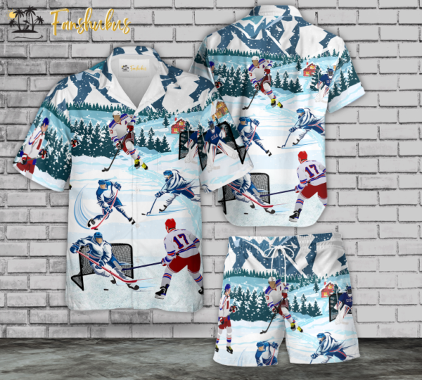 Ice Hockey Hawaiian Shirt Set | Ice Cream Hawaiian Shirt | Unisex Hawaiian Set | Summer Hawaiian Style