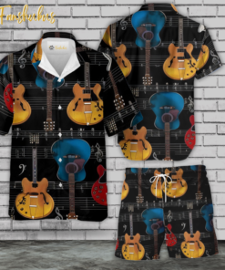 Guitar Music Hawaiian Shirt Set | Unisex Hawaiian Set | Music Hawaiian Style