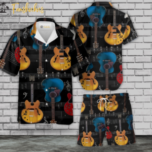 Guitar Music Hawaiian Shirt Set | Unisex Hawaiian Set | Music Hawaiian Style