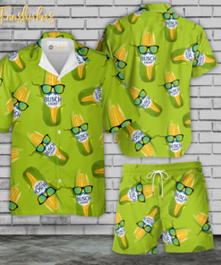 Corn Busch Light Green Hawaiian Shirt Set | Unisex Hawaiian Set | Summer Hawaiian Style