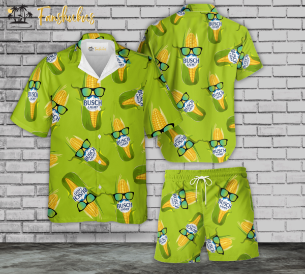 Corn Busch Light Green Hawaiian Shirt Set | Unisex Hawaiian Set | Summer Hawaiian Style