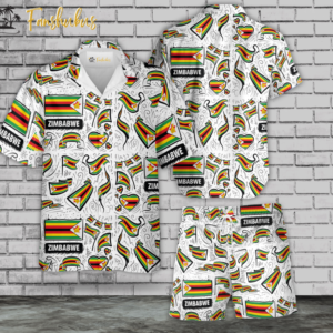 Zimbabwe Flag Hawaiian Shirt Set | Unisex Hawaiian Set | Fanshubus Hawaiian Style