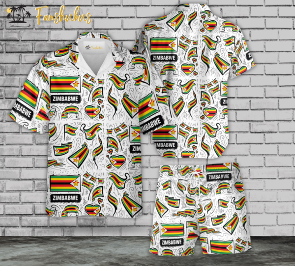 Zimbabwe Flag Hawaiian Shirt Set | Unisex Hawaiian Set | Fanshubus Hawaiian Style