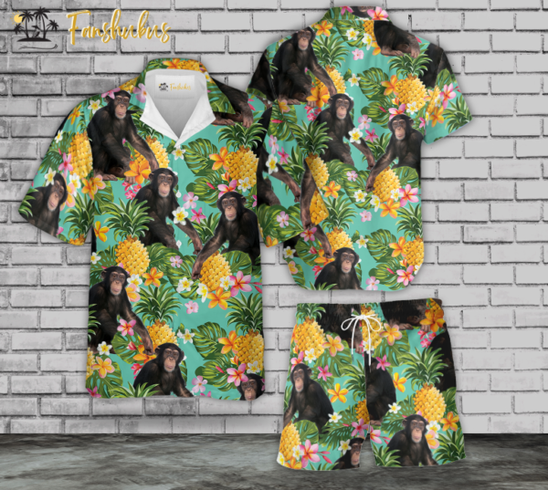 Tropical Pineapple Hawaiian Shirt Set | Hawaiian Shirt | Unisex Hawaiian Set | Summer Hawaiian Style