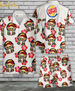 Burger King ft Yoda Hawaiian Shirt Set | Yoda Hawaiian Shirt | Unisex Hawaiian Set | Star War Hawaiian Style