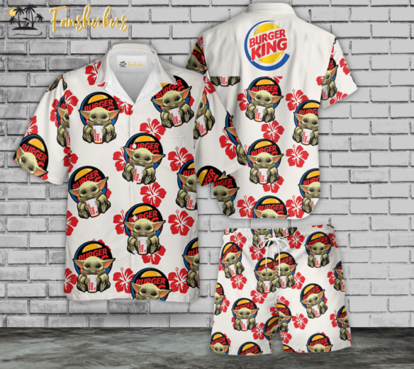 Burger King ft Yoda Hawaiian Shirt Set | Yoda Hawaiian Shirt | Unisex Hawaiian Set | Star War Hawaiian Style