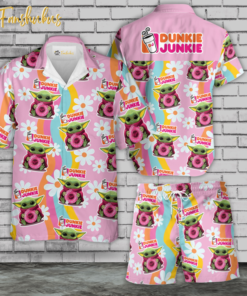 Dunkie Junkie ft Yoda Hawaiian Shirt Set | Yoda Hawaiian Shirt | Unisex Hawaiian Set | Star War Hawaiian Style