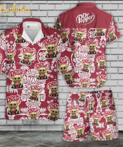 Dr.Pepper ft Yoda Hawaiian Shirt Set | Yoda Hawaiian Shirt | Unisex Hawaiian Set | Star War Hawaiian Style