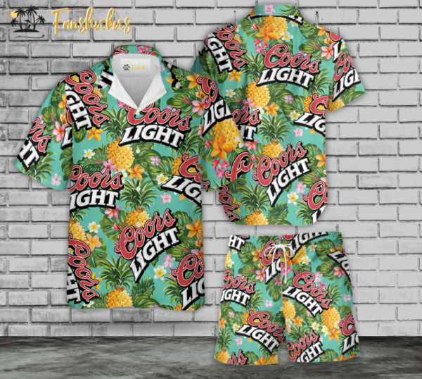 Coors Light Floral All Over Print 3D Unisex Hawaiian Shirt Set | Hawaiian Shirt And Beach Short | Summer Hawaiian Style