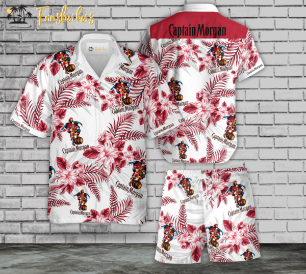 Captain Morgan Hawaiian Shirt Set | Hawaiian Shirt And Beach Short | Summer Hawaiian Style