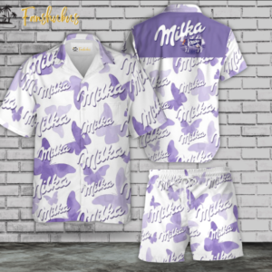 Milka Milk Hawaiian Shirt Set | Drink Hawaiian Shirt | Unisex Hawaiian Set | Brand Hawaiian Style