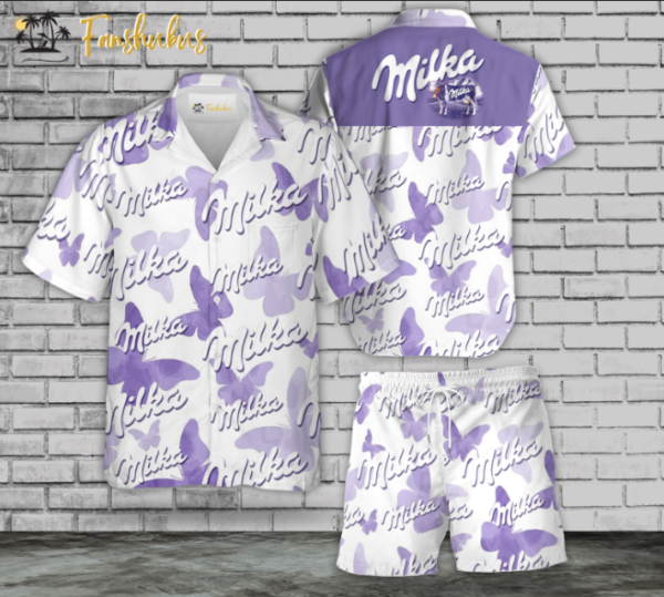 Milka Milk Hawaiian Shirt Set | Drink Hawaiian Shirt | Unisex Hawaiian Set | Brand Hawaiian Style