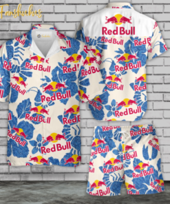 Red Bull Hawaiian Shirt Set | Drink Hawaiian Shirt | Unisex Hawaiian Set | Brand Hawaiian Style