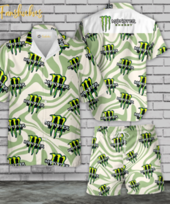 Monster Hawaiian Shirt Set | Drink Hawaiian Shirt | Unisex Hawaiian Set | Brand Hawaiian Style