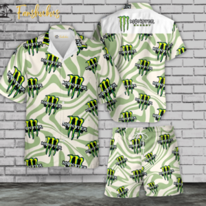 Monster Hawaiian Shirt Set | Drink Hawaiian Shirt | Unisex Hawaiian Set | Brand Hawaiian Style