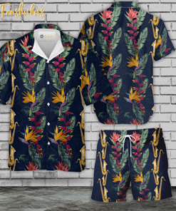 Tropical Saxophone Hawaiian Shirt Set | Tropical Hawaiian Shirt | Unisex Hawaiian Style