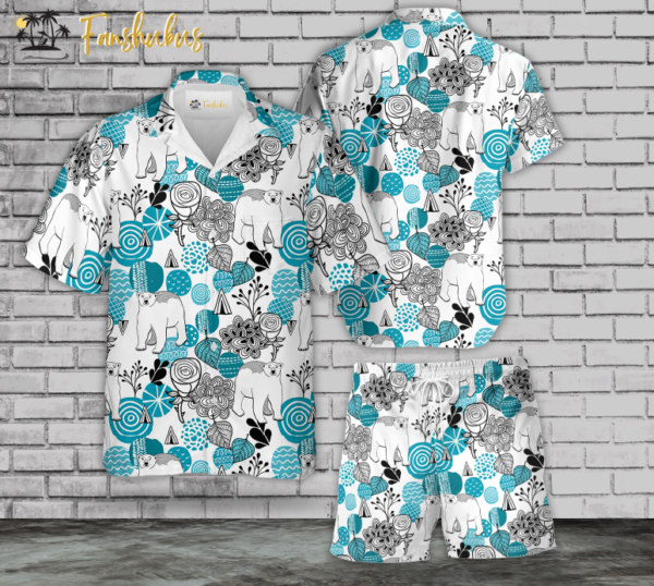 Bear Hawaiian Shirt Set | Unisex Hawaiian Set | Summer Hawaiian Style