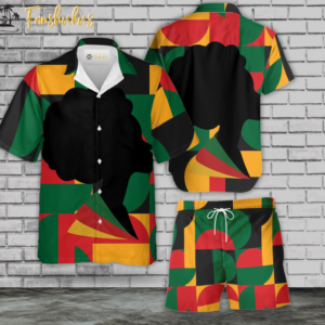 Juneteenth Hawaiian Shirt Set | Black History Hawaiian Shirt | Unisex Hawaiian Set | Afro Hawaiian Style