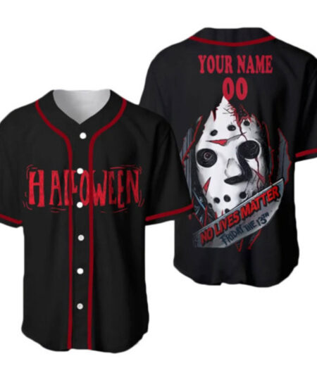 Jason Voorhees Baseball Jersey | Personalized Jason Voorhees Baseball Jersey | Halloween No Lives Matter Baseball Jersey | Halloween Baseball Jersey