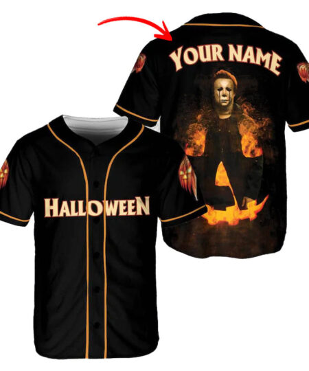 Personalized Michael Myers Baseball Jersey | Michael Myers Baseball Pumpkin Baseball Jersey | Halloween Baseball Jersey