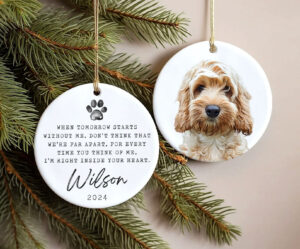 Pet Watercolor Memorial Ornament  Dog Photo Memory Ornament  Custom Dog Ornament  Dog Cat Loss Keepsake Forever Loved Memorial Gift Sympathy