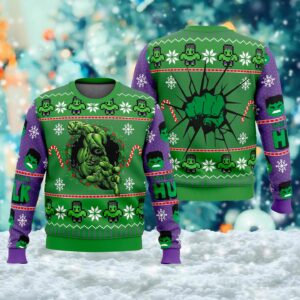 Incredible Green Huge Superhero Ugly Christmas Sweater  Hero Xmas Sweatshirt  Christmas Gift For Men Women Kid  Superhero Movie Shirt