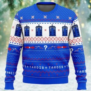 Doctor Who Ugly Christmas Sweater  Dr Who Tardis Xmas Sweater  Dr Who Police Box Holiday Sweater  Christmas Sweatshirt