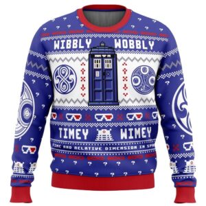 Christmas Doctor Who Ugly Sweater  Vintage Police Box Shirt  Wibbly Wobbly Timey Winey Sweater  Tardis Police Box Merch  Xmas Gift