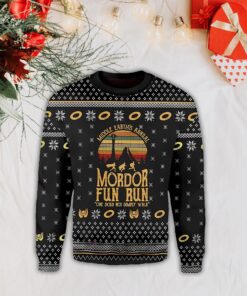 Middle Earth’s Annual Fun Run Mordor Lord Of The Rings Ugly Christmas Sweater  Christmas Gifts  LOR Ugly Sweater