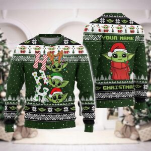 Christmas Personalized Baby Yoda Ugly Sweater  Disney Star Wars Ho Ho Ho Shirt  Grogu Baby Yoda Xmas Tee  Magic Kingdom Gift For Fan