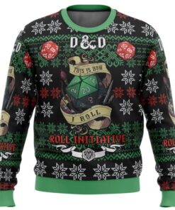 DnD Roll Initiative Christmas Ugly Sweater  Dungeons And Dragons Sweater  D&D Christmas Sweater  Gaming Dungeon Master Gift