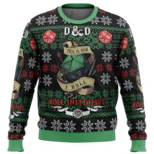 DnD Roll Initiative Christmas Ugly Sweater  Dungeons And Dragons Sweater  D&D Christmas Sweater  Gaming Dungeon Master Gift