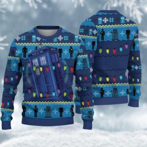 Christmas Doctor Who Ugly Sweater  Vintage Police Box Shirt  Retro Movie Series Holiday Sweater  Tardis Police Box Merch  Gift For Fan