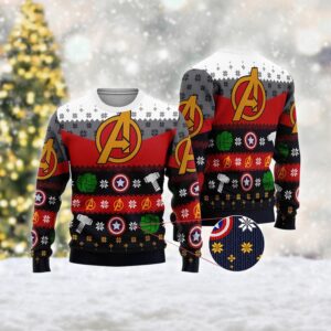 Avengers Christmas Ugly Sweater  Iron Man Christmas Sweatshirt  Spider-Man Xmas Holiday Shirt  Superhero Team Christmas Party Shirt