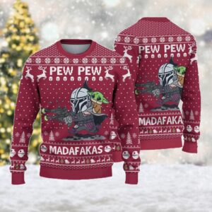 Mandalorian Ugly Christmas Sweater  Darth Vader Christmas Sweatshirt  Star Wars Xmas Holiday Party Gift  Baby Yoda Family Trip Shirt