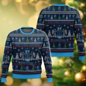 Doctor Who Ugly Christmas Sweater  Tardis Police Box Xmas Sweater  Doctor Who Tardis Holiday Sweater  Movie Sweater For Men Women Kid