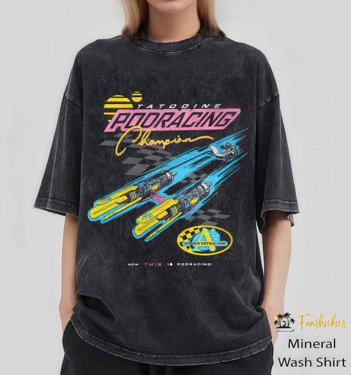 Celebrate the thrill of podracing with this retro Tatooine Podracing Champion t-shirt. Featuring vibrant, vintage-inspired artwork, this soft and breathable tee is perfect for Star Wars fans and sci-fi enthusiasts