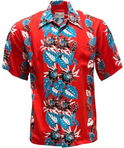 Fire Hawaiian Shirt with Retro Night Blooming Cereus – Men's Floral Casual Wear