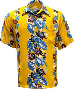 Sunny Day Hawaiian Shirt with Retro Night Blooming Cereus – Men's Tropical Wear