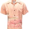 Coral Hawaiian Shirt with Kaimana Surf Print – Men's Beachwear