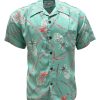 Sea Foam Hawaiian Shirt with Retro Pineapple Bamboo – Men's Vintage Summer Wear