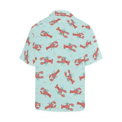 Red Lobster Men Hawaiian shirt  Crawfish Ocean Button Up Cool Funny Print Vintage Retro Summer Vacation Tropical Hawaii Aloha Plus Size