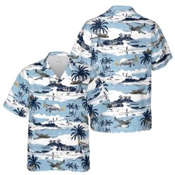 Blue Pastel Aircraft Hawaiian Shirt | Sizes S-5XL | Unisex Tropical Aviation-Themed Button-Down