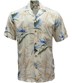 Cream Hawaiian Shirt with Bamboo Paradise Print – Men's Casual Beachwear