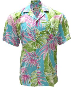 Aqua Hawaiian Shirt with Cabana Palms Print – Men's Tropical Casual Wear