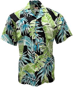 Black Hawaiian Shirt with Cabana Palms Print – Men's Casual Summer Wear