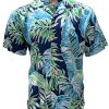 Navy Hawaiian Shirt with Cabana Palms Print – Men's Casual Beachwear