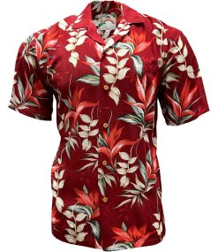 Red Hawaiian Shirt with Heliconia Paradise – Men's Tropical Casual Wear