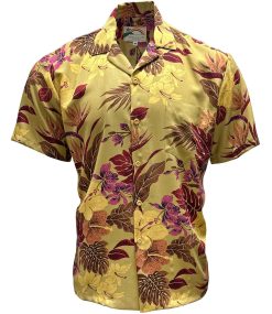 Gold Hawaiian Shirt with Hilo Print – Men's Tropical Casual Wear