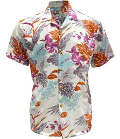 White Hawaiian Shirt with Hilo Print – Men's Casual Summer Wear